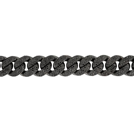 Black Diamond Cuban Link Bracelet - 10K - Black 114.90g - D 11.51 ct - 8 inches