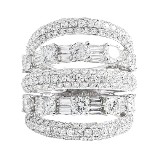 Baguette Diamond Ring – 18K – White Gold 12.3 g – D 4.79 CT