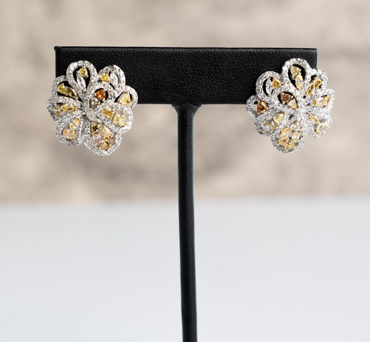 Earrings (R&C)-White Gold 14kt Earrings 7.00 CT Diamonds (R&C)