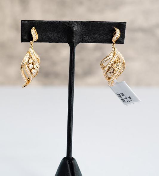 Earrings (R&C)-Yellow Gold 14kt Earrings 8 CT Diamonds (R&C)