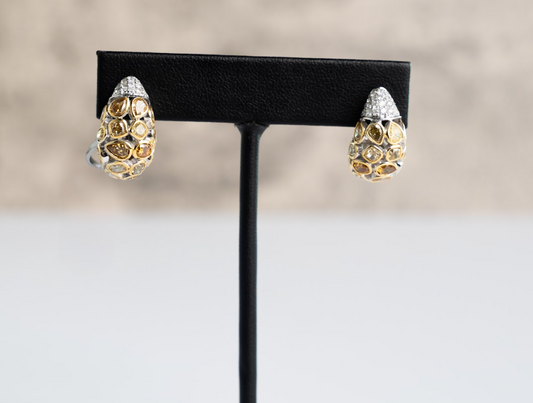 Earrings (R&C)-White Gold 14kt Earrings 6.40 CT Diamonds (R&C)