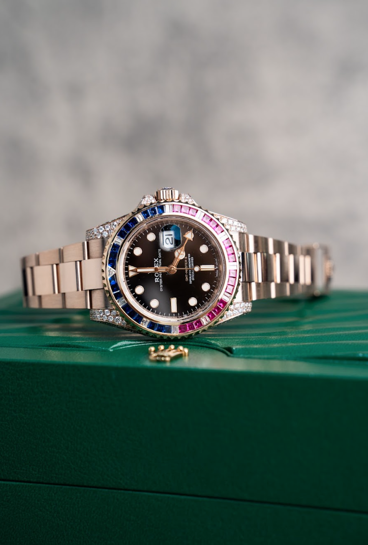 GMT-Master II Rose Gold Diamond Black Dial 40mm