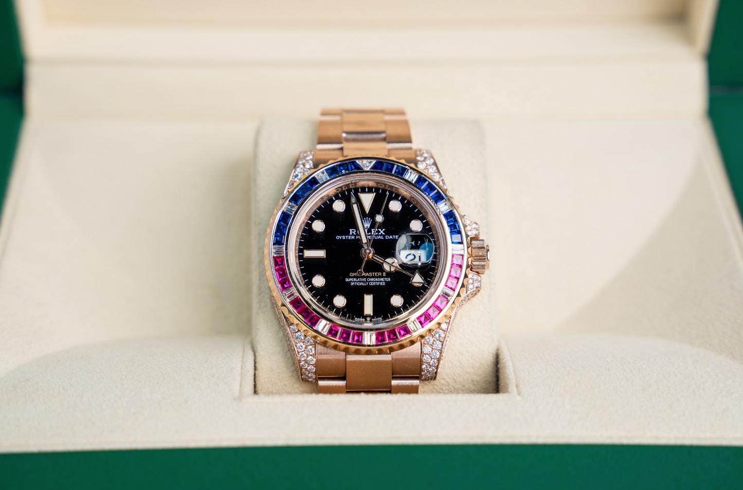GMT-Master II Rose Gold Diamond Black Dial 40mm