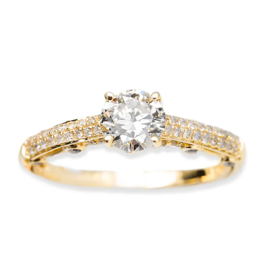 Engagement Ring with Center Stone – 14K – Yellow Gold 2.9 g – D 0.45 CT / Center 0.75 CT