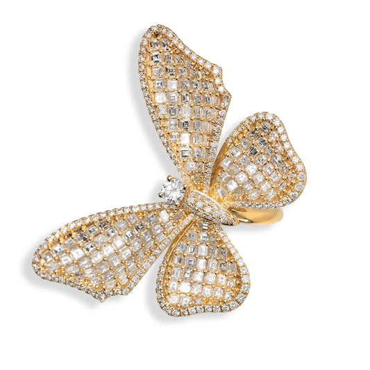 Butterfly Ring With Asscher and Round Diamonds – 18K – White Gold 14.6 g – D 11.02 CT