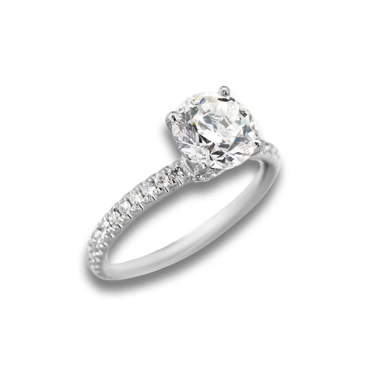 Engagement Ring With Diamond Center Stone – 18K – White Gold 2.5 g – D 0.50 CT / Center 1.51 CT