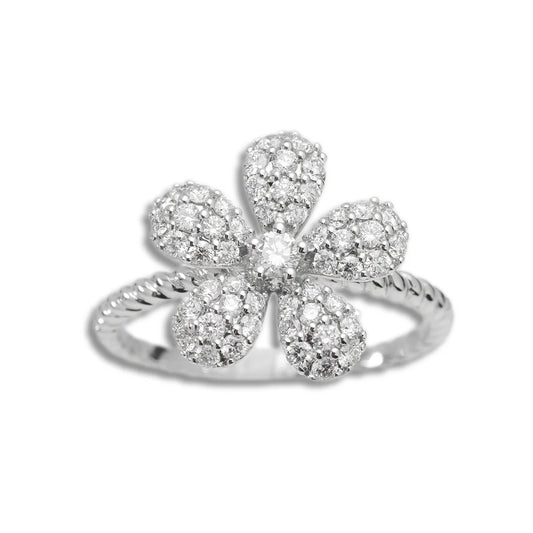Flower Ring – 18K – White Gold 2.77 g – D 0.32 CT
