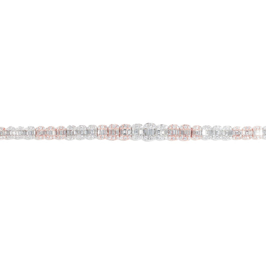 Bracelet With Diamonds And Baguettes – 14K – White & Rose Gold 27.10 g – D 12.82 CTW – 7 inches